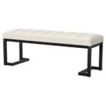 MESA BOUCLE UPHOLSTERED TUFTED ACCENT BENCH VANILLA - Image 4