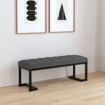 MESA BOUCLE UPHOLSTERED TUFTED ACCENT BENCH CHARCOAL - Image 2