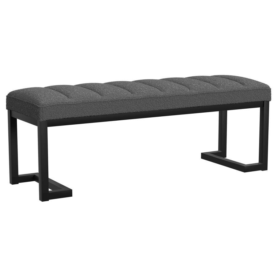907516_02x900.jpg MESA BOUCLE UPHOLSTERED TUFTED ACCENT BENCH CHARCOAL - Image 1