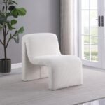 DRAYTON UPHOLSTERED CURVED ARMLESS ACCENT CHAIR IVORY - Image 2