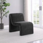 DRAYTON UPHOLSTERED CURVED ARMLESS ACCENT CHAIR BLACK - Image 2