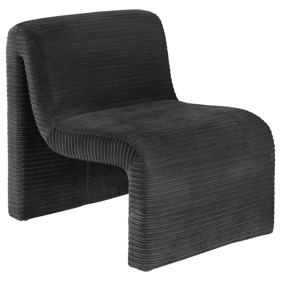 907526_02x900.jpg DRAYTON UPHOLSTERED CURVED ARMLESS ACCENT CHAIR BLACK - Image 1