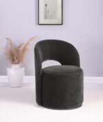 HARJO VELVET UPHOLSTERED SWIVEL ACCENT CHAIR CHARCOAL GREY - Image 2