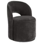 HARJO VELVET UPHOLSTERED SWIVEL ACCENT CHAIR CHARCOAL GREY