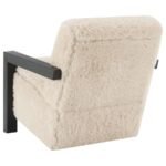FITZROY FAUX FUR UPHOLSTERED CHAIR SOLID WOOD ARMS LATTE - Image 6