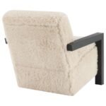 FITZROY FAUX FUR UPHOLSTERED CHAIR SOLID WOOD ARMS LATTE - Image 7