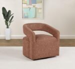 WESTHILL BOUCLE UPHOLSTERED SWIVEL ACCENT CHAIR BERRY - Image 2
