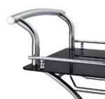 ELFMAN 2-TIER GLASS SHELF METAL BAR CART BLACK AND CHROME - Image 10