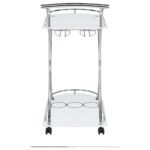 ELFMAN 2-TIER GLASS SHELF METAL BAR CART WHITE AND CHROME - Image 7