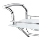 ELFMAN 2-TIER GLASS SHELF METAL BAR CART WHITE AND CHROME - Image 10