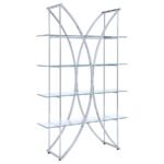LARSON 73-INCH 4-SHELF GLASS BOOKSHELF CHROME