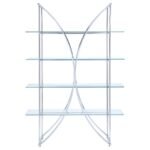 LARSON 73-INCH 4-SHELF GLASS BOOKSHELF CHROME - Image 3