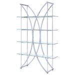 LARSON 73-INCH 4-SHELF GLASS BOOKSHELF CHROME - Image 4