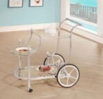 SARANDON 3-TIER GLASS SHELF METAL BAR CART CHROME - Image 2
