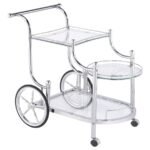 SARANDON 3-TIER GLASS SHELF METAL BAR CART CHROME