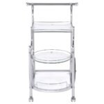 SARANDON 3-TIER GLASS SHELF METAL BAR CART CHROME - Image 3