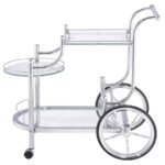 SARANDON 3-TIER GLASS SHELF METAL BAR CART CHROME - Image 5