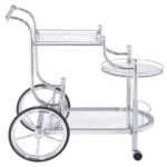 SARANDON 3-TIER GLASS SHELF METAL BAR CART CHROME - Image 7