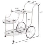 SARANDON 3-TIER GLASS SHELF METAL BAR CART CHROME - Image 8
