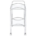 SHADIX 2-TIER RECTANGULAR GLASS SHELF METAL BAR CART CHROME - Image 3