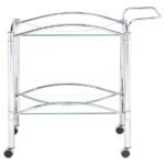 SHADIX 2-TIER RECTANGULAR GLASS SHELF METAL BAR CART CHROME - Image 5