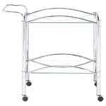 SHADIX 2-TIER RECTANGULAR GLASS SHELF METAL BAR CART CHROME - Image 7