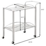 SHADIX 2-TIER RECTANGULAR GLASS SHELF METAL BAR CART CHROME - Image 8