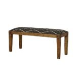 LAMONT FABRIC UPHOLSTERED ACCENT BENCH BLACK AND NATURAL - Image 4