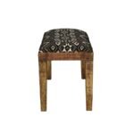 LAMONT FABRIC UPHOLSTERED ACCENT BENCH BLACK AND NATURAL - Image 5