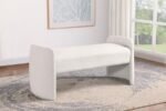 PEORIA VELVET UPHOLSTERED ACCENT BENCH IVORY - Image 2
