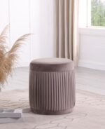 TOVAR ROUND UPHOLSTERED OTTOMAN MAUVE - Image 2