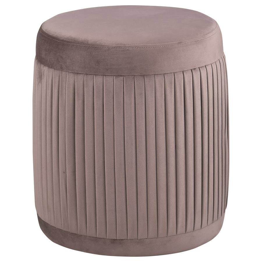 910273_02x900.jpg TOVAR ROUND UPHOLSTERED OTTOMAN MAUVE - Image 1