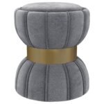 SORA ROUND UPHOLSTERED OTTOMAN GREY