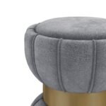 SORA ROUND UPHOLSTERED OTTOMAN GREY - Image 4
