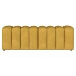 SUMMER FABRIC UPHOLSTERED TUFTED ACCENT BENCH MUSTARD YELLOW - Image 3
