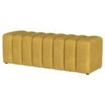 SUMMER FABRIC UPHOLSTERED TUFTED ACCENT BENCH MUSTARD YELLOW - Image 4