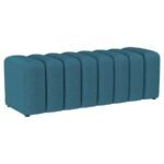 SUMMER FABRIC UPHOLSTERED TUFTED ACCENT BENCH PEACOCK BLUE