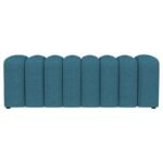 SUMMER FABRIC UPHOLSTERED TUFTED ACCENT BENCH PEACOCK BLUE - Image 3