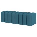 SUMMER FABRIC UPHOLSTERED TUFTED ACCENT BENCH PEACOCK BLUE - Image 4