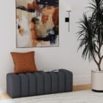SUMMER FABRIC UPHOLSTERED TUFTED ACCENT BENCH CHARCOAL - Image 2