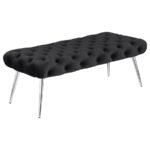 ELLA UPHOLSTERED TUFTED BENCH STAINLESS STEEL LEGS BLACK