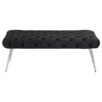 ELLA UPHOLSTERED TUFTED BENCH STAINLESS STEEL LEGS BLACK - Image 3