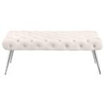 ELLA UPHOLSTERED TUFTED BENCH STAINLESS STEEL LEGS IVORY - Image 3