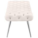 ELLA UPHOLSTERED TUFTED BENCH STAINLESS STEEL LEGS IVORY - Image 4