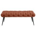 ELLA UPHOLSTERED TUFTED BENCH METAL LEGS RUST - Image 3