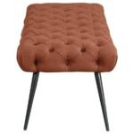 ELLA UPHOLSTERED TUFTED BENCH METAL LEGS RUST - Image 4