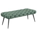 ELLA UPHOLSTERED TUFTED BENCH METAL LEGS TEAL