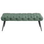 ELLA UPHOLSTERED TUFTED BENCH METAL LEGS TEAL - Image 3