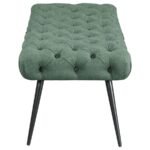 ELLA UPHOLSTERED TUFTED BENCH METAL LEGS TEAL - Image 4