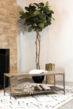GERBERA WOOD ACCENT BENCH WITH SHELF NATURAL AND GUNMETAL - Image 3
